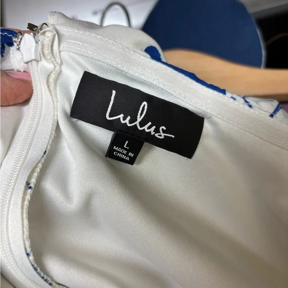 Lulus TALIA Blue & White Floral Off Shoulder Mini Dress - Large - Picture 10 of 12